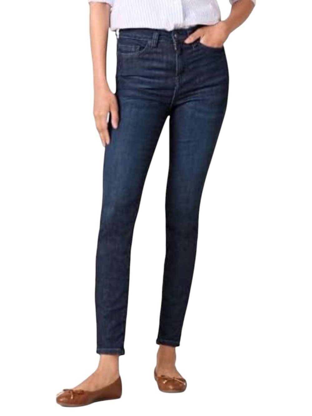 JEN7 7 For All Mankind High Rise Ankle Skinny Jeans Blue Size 4 EnhanceMe 27"
